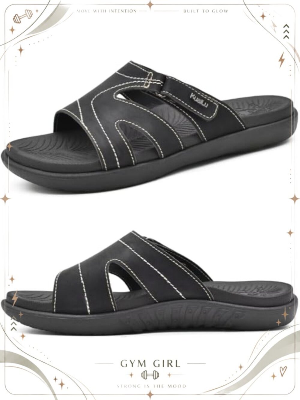 Orthotic Arch Support Slide Sandals Faux Leather Slip On Walking